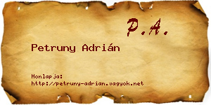 Petruny Adrián névjegykártya